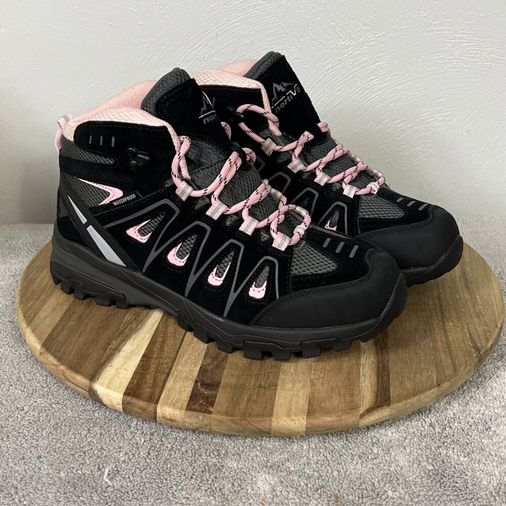 Nortiv Hiking Boots Waterproof Women's Shoes Size 8.5 Black Pink